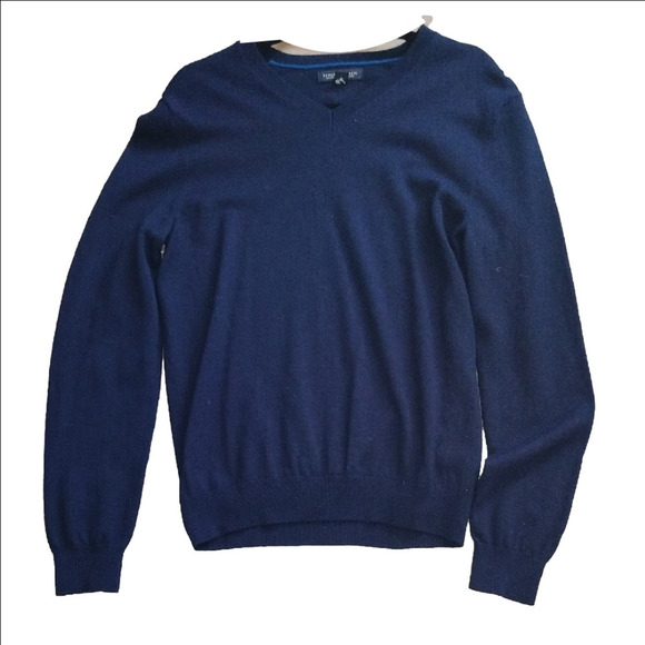Banana Republic Blue V Neck Merino Cashmere Sweater - Picture 3 of 4